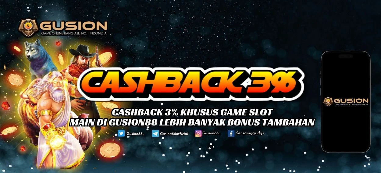 BONUS MINGGUAN CASHBACK 3% KHUSUS GAMESLOT